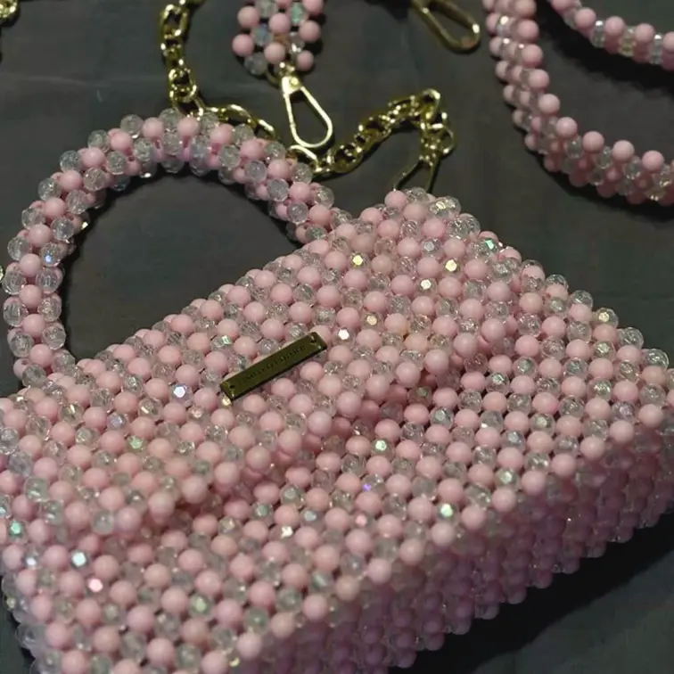 pink beaded bag